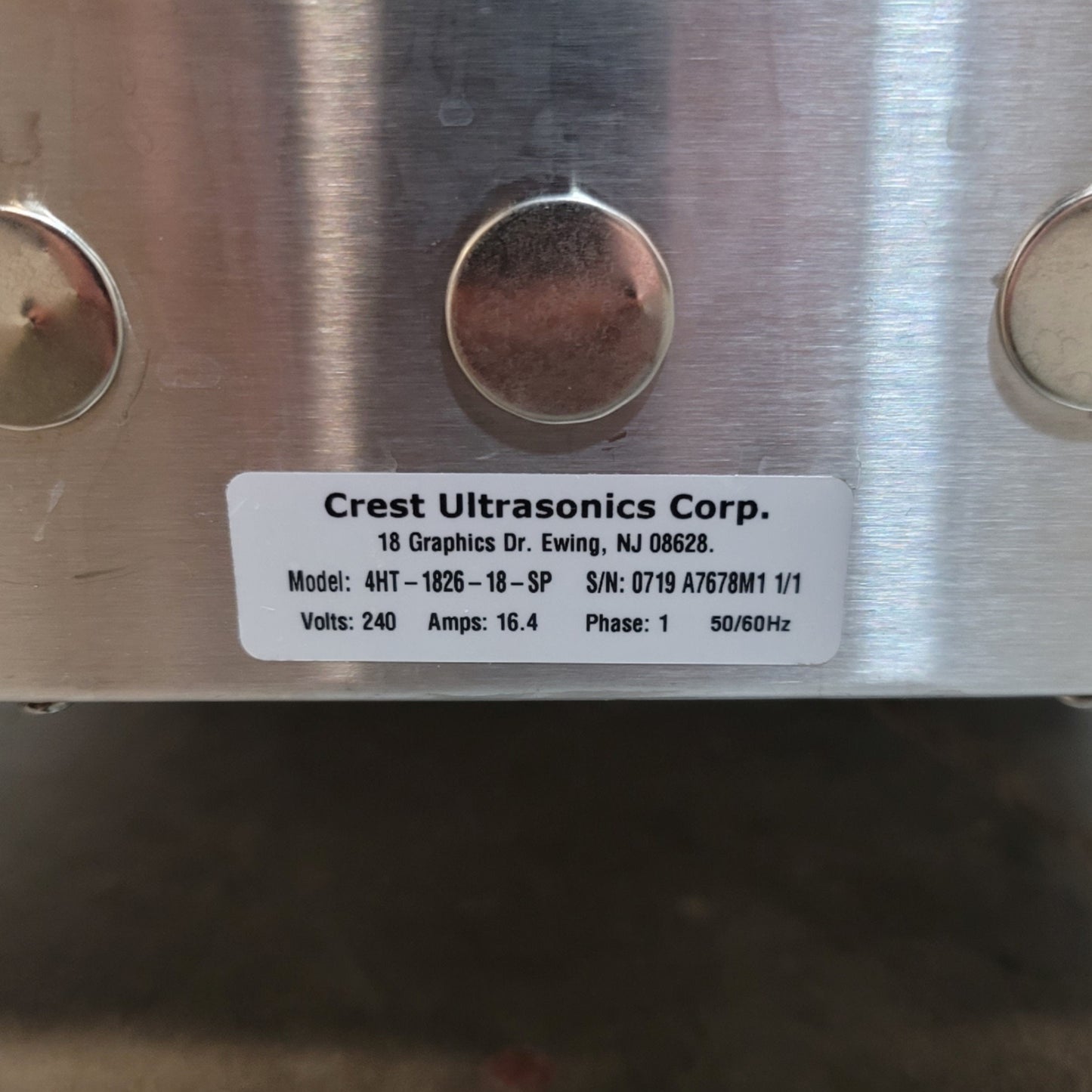Used Crest 4HT-1826-18-SP Ultrasonic Cleaning Tank 1500W 40kHz 33Gal 18" x 26" x 18"
