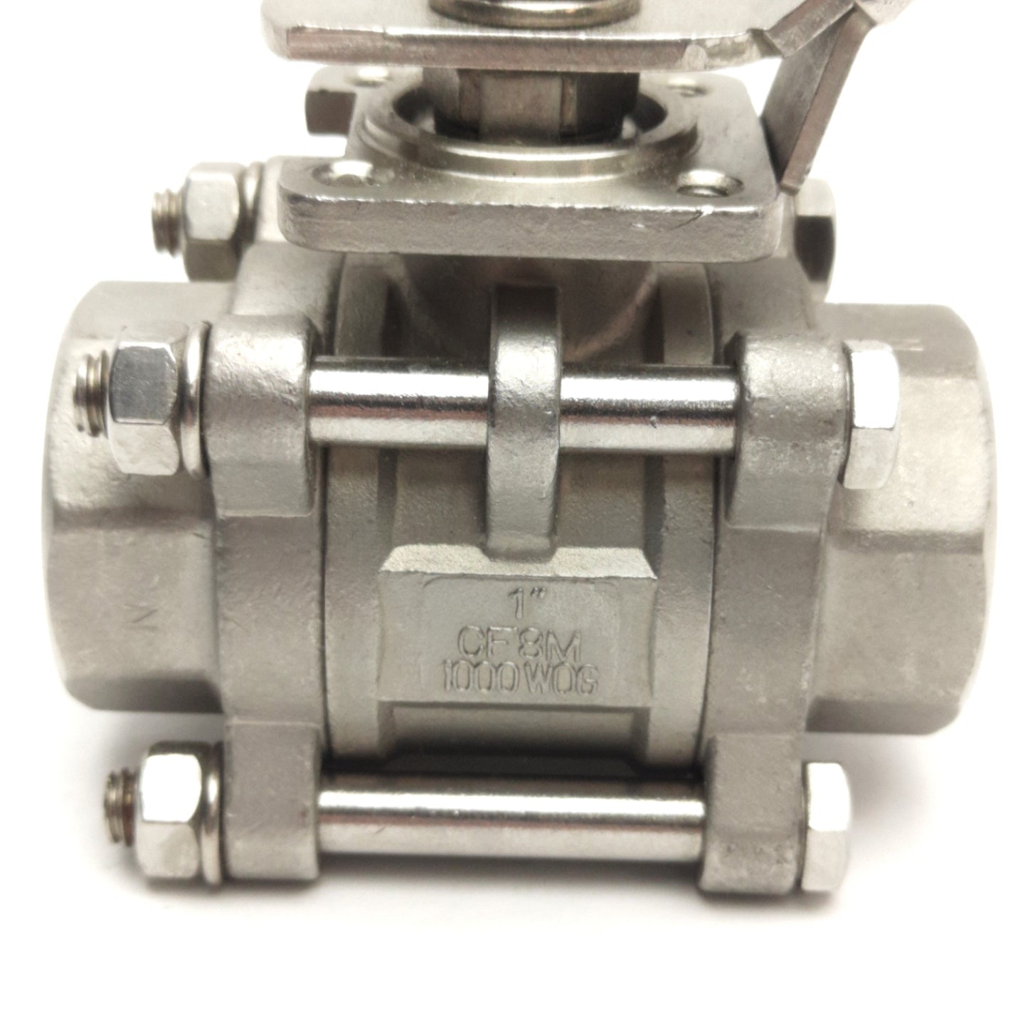 Used Dwyer 3-Piece Stainless Steel Manual Ball Valve, CF8M, 1000WOG, 1in NPT