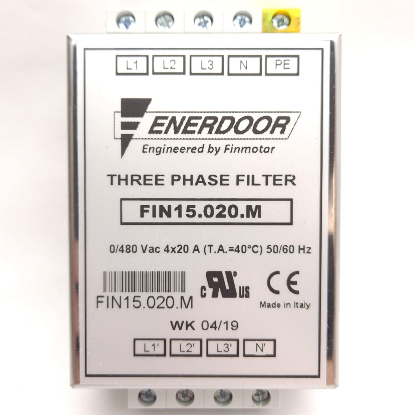 New Enerdoor FIN15.020.M EMI/RFI Filter, Three-Phase Plus Neutral, 480VAC 20A