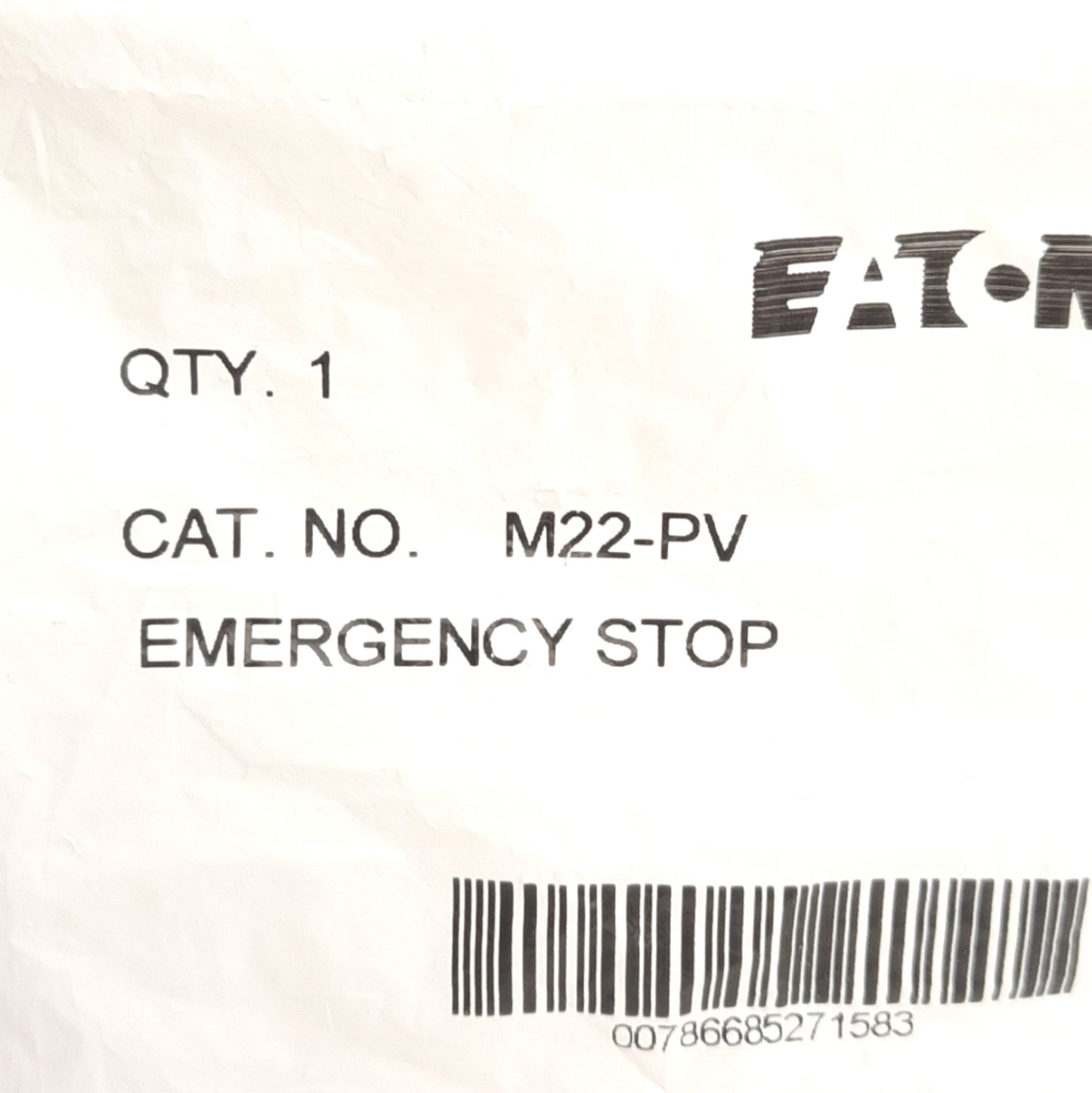 New Eaton M22-PV Emergency Stop Pushbutton Operator, E-Stop Push/Pull, 22.5mm