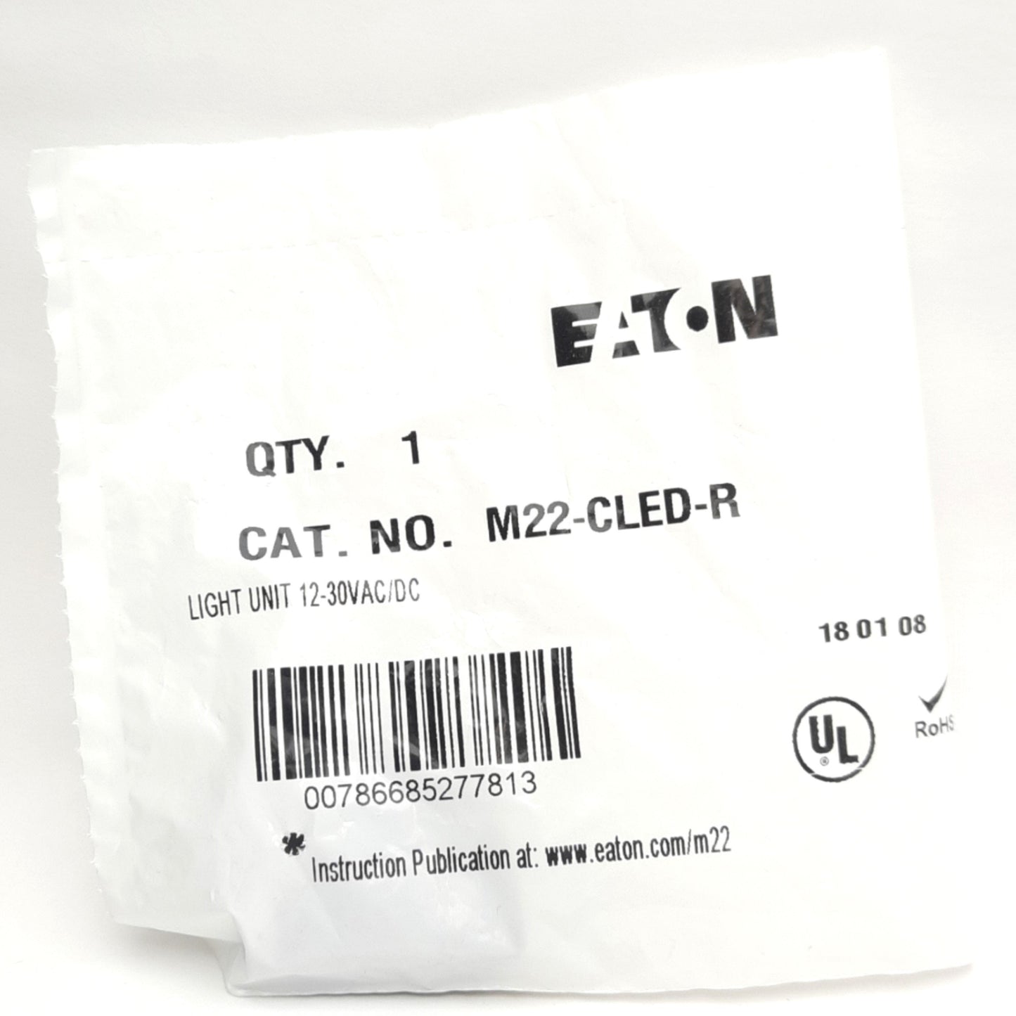 New Eaton M22-CLED-R Front Mount LED Element, 22.5mm, 12-30VAC/DC 5-14mA, Red