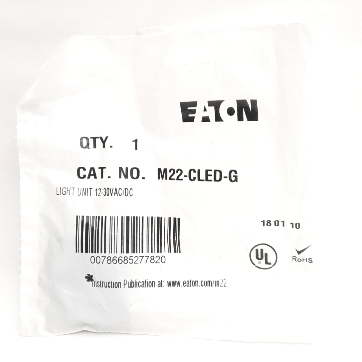 New Eaton M22-CLED-G Front Mount LED Element, 22.5mm, 12-30VAC/DC 5-14mA, Green