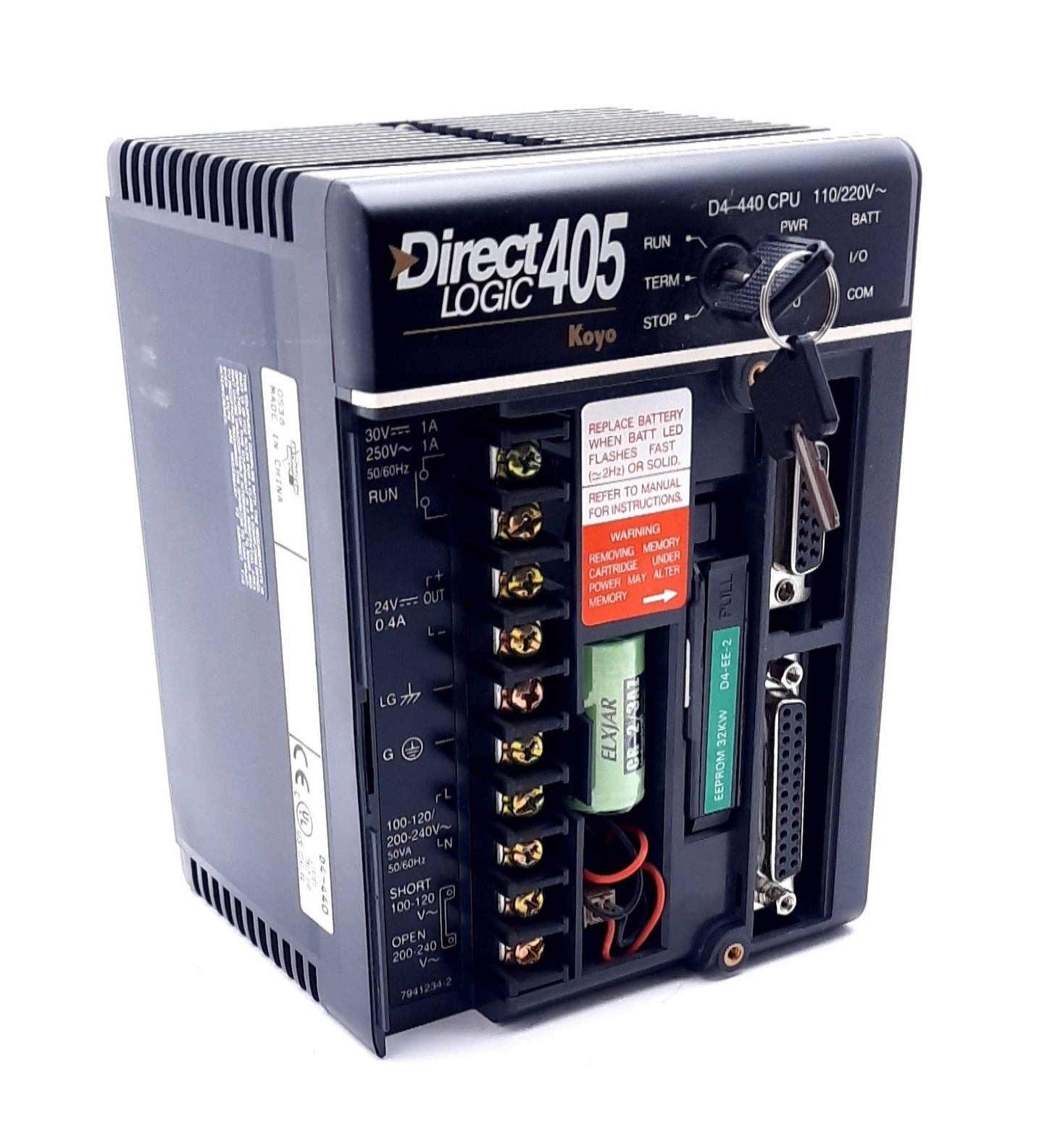 Used Automation Direct D4-440 DirectLogic 405 PLC CPU/Processor, RS232/422, 110/220V