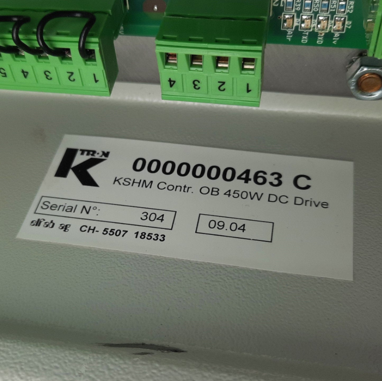 Used K-Tron KSHM CH5507 18533 Smart HIPO Feeder Controller OB, 450W DC Drive