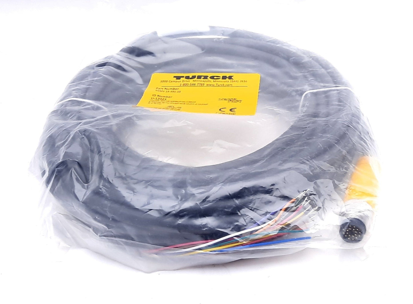 New Turck BSMV 19-995-10 Single Ended Mating Cable Cordset 30VAC/VDC 3A 19 Pin M16