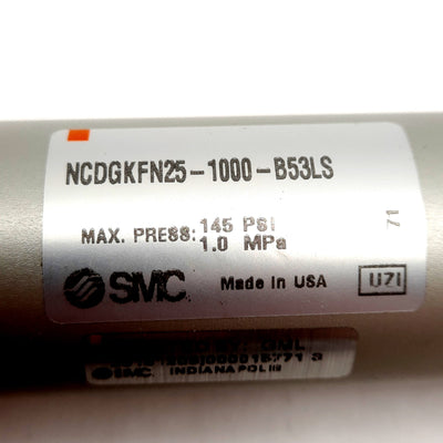 New SMC NCDGKFN25-1000-B53LS Pneumatic Cylinder, ø1in Bore, 10in Stroke, 1/8in NPT