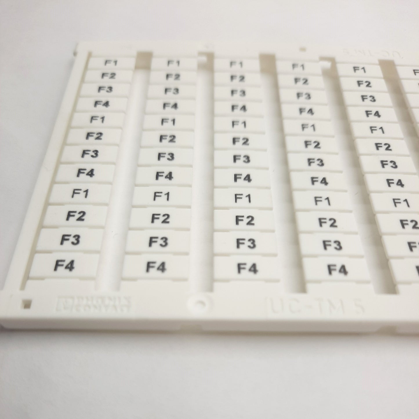 New – Open box Lot of 8 Phoenix Contact UC-TM 5 CUS Terminal Block Sheets, Marking: "F1-F4"