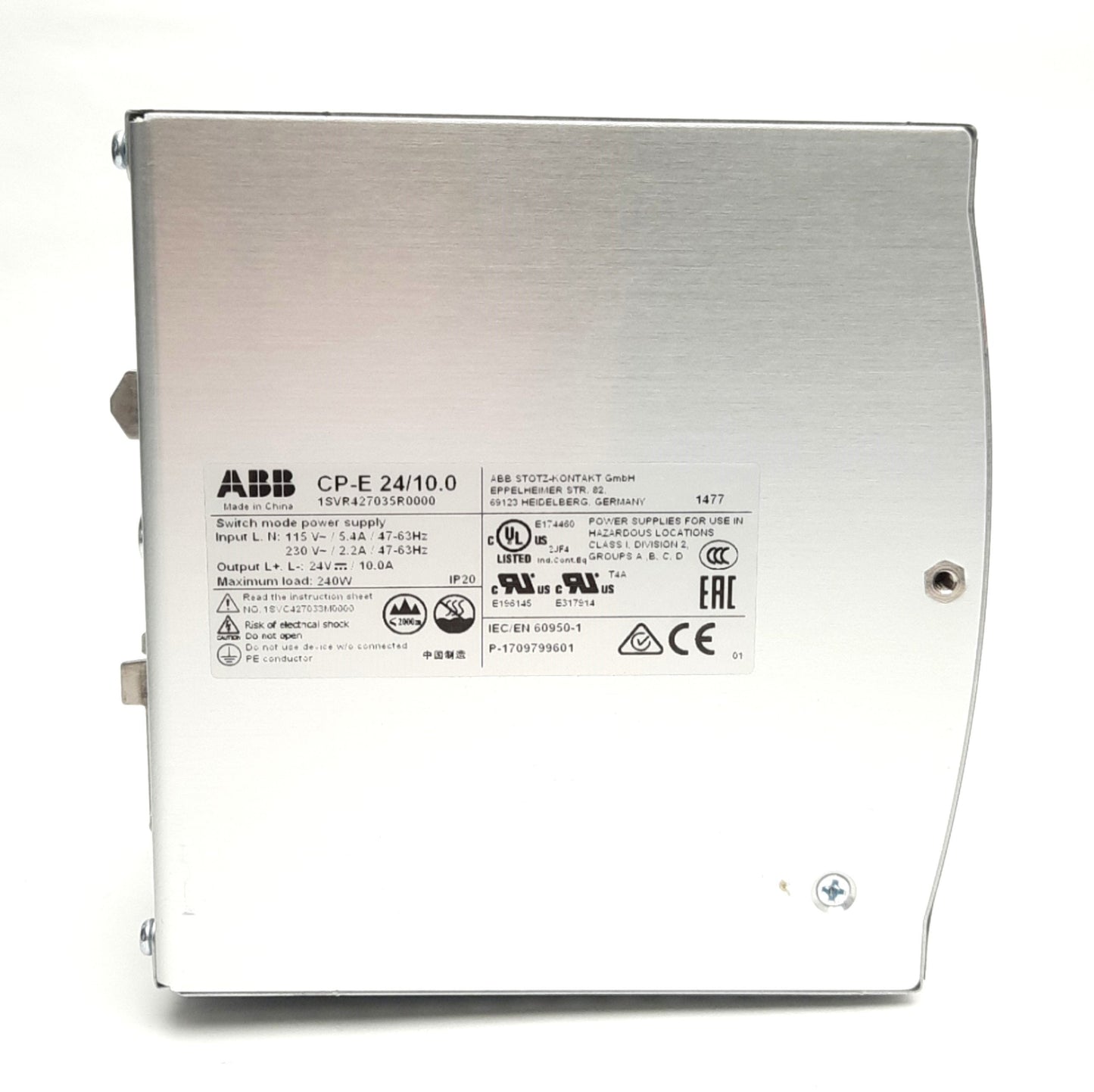New ABB CP-E 24/10.0 Switching Mode Power Supply 115/230VAC Input, 24VDC 10A Output
