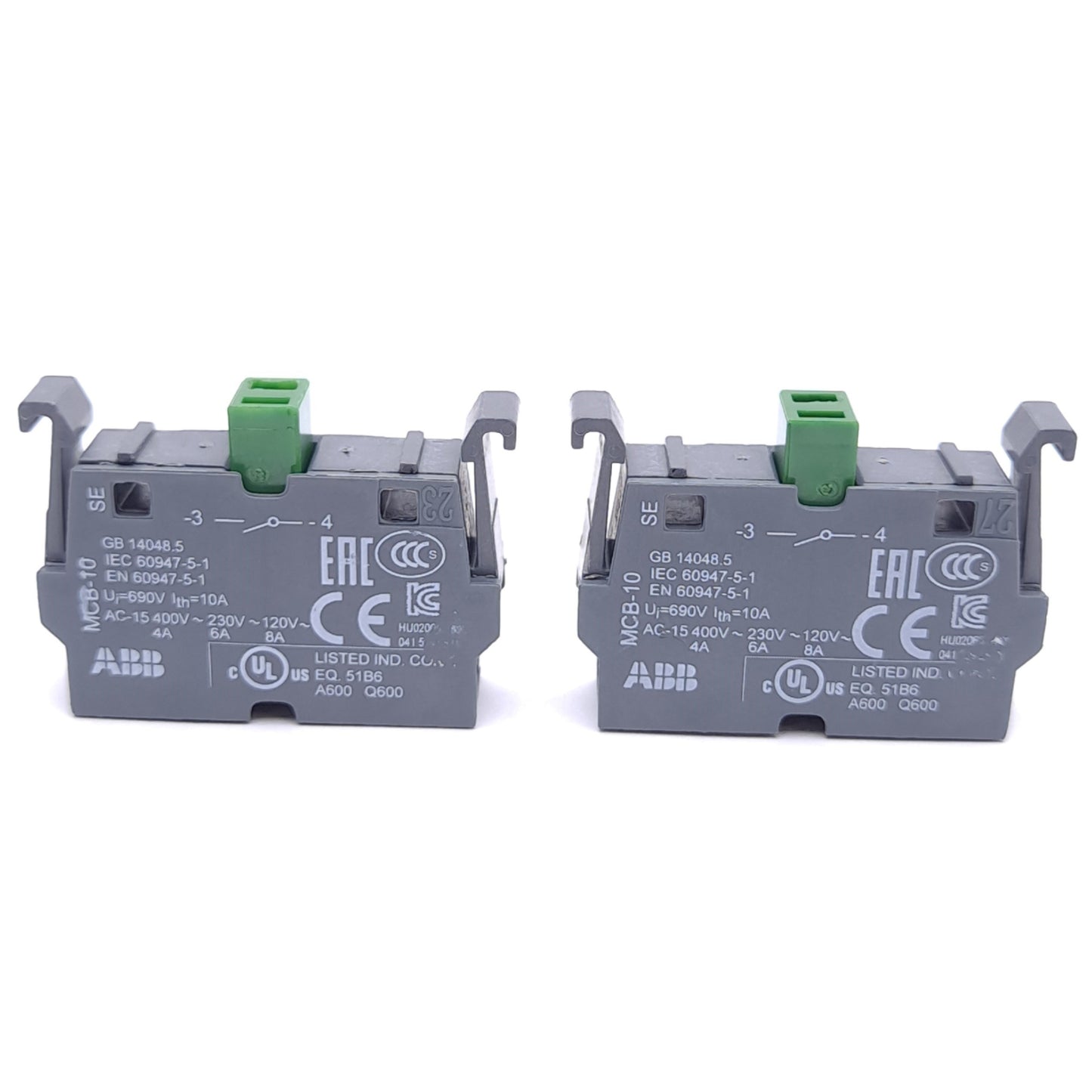 New ABB MTS2-40B-20 Toggle Switch, 3-Position, Momentary, 2x N.O. Aux Contact, 690V