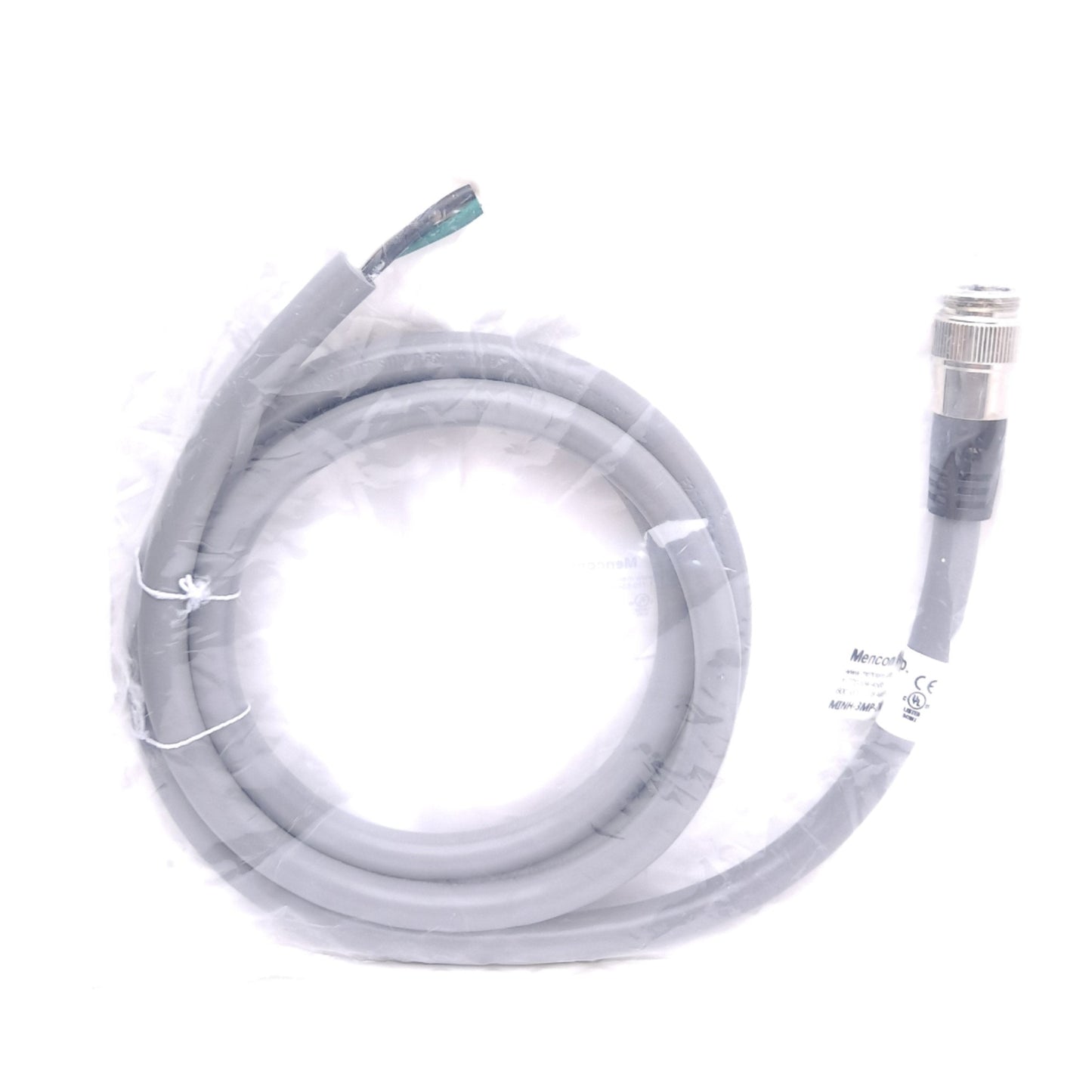 New Mencom MINH-3MP-2M Cordset, 3-Pin 7/8-16UN2 Male to Flying Leads, 600V 18A, 2m
