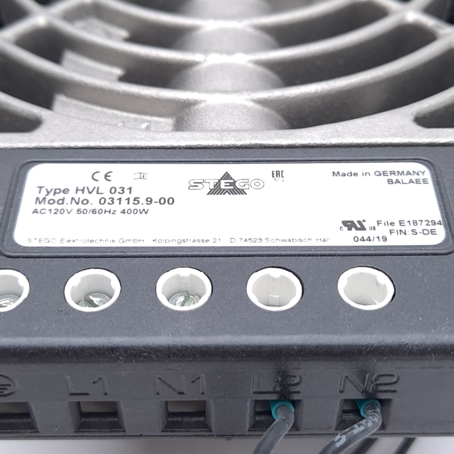 New Omega Engineering HVL15900 Compact Enclosure Fan Heater, 120VAC, 400W, 108 m³/h