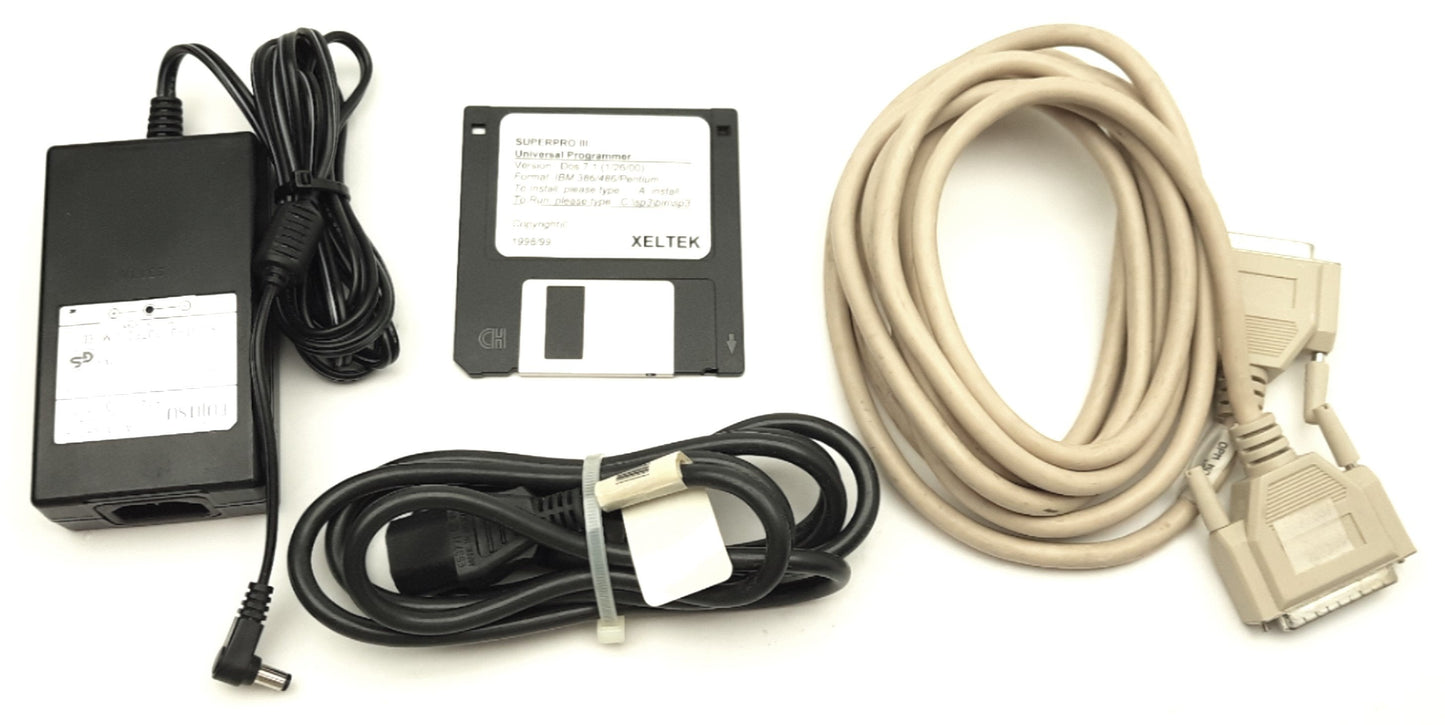 Used XELTEK SUPERPRO 3 Universal EEPROM Programmer, Parallel, Software, XDIP48