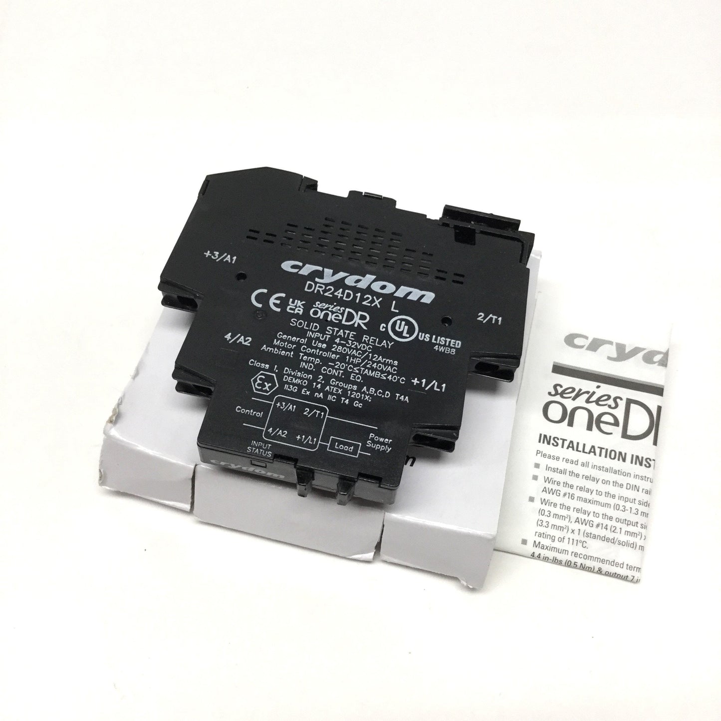 New Crydom DR24D12X Solid State Relay SSR, 4-32VDC Control Input, 280VAC 12A Load