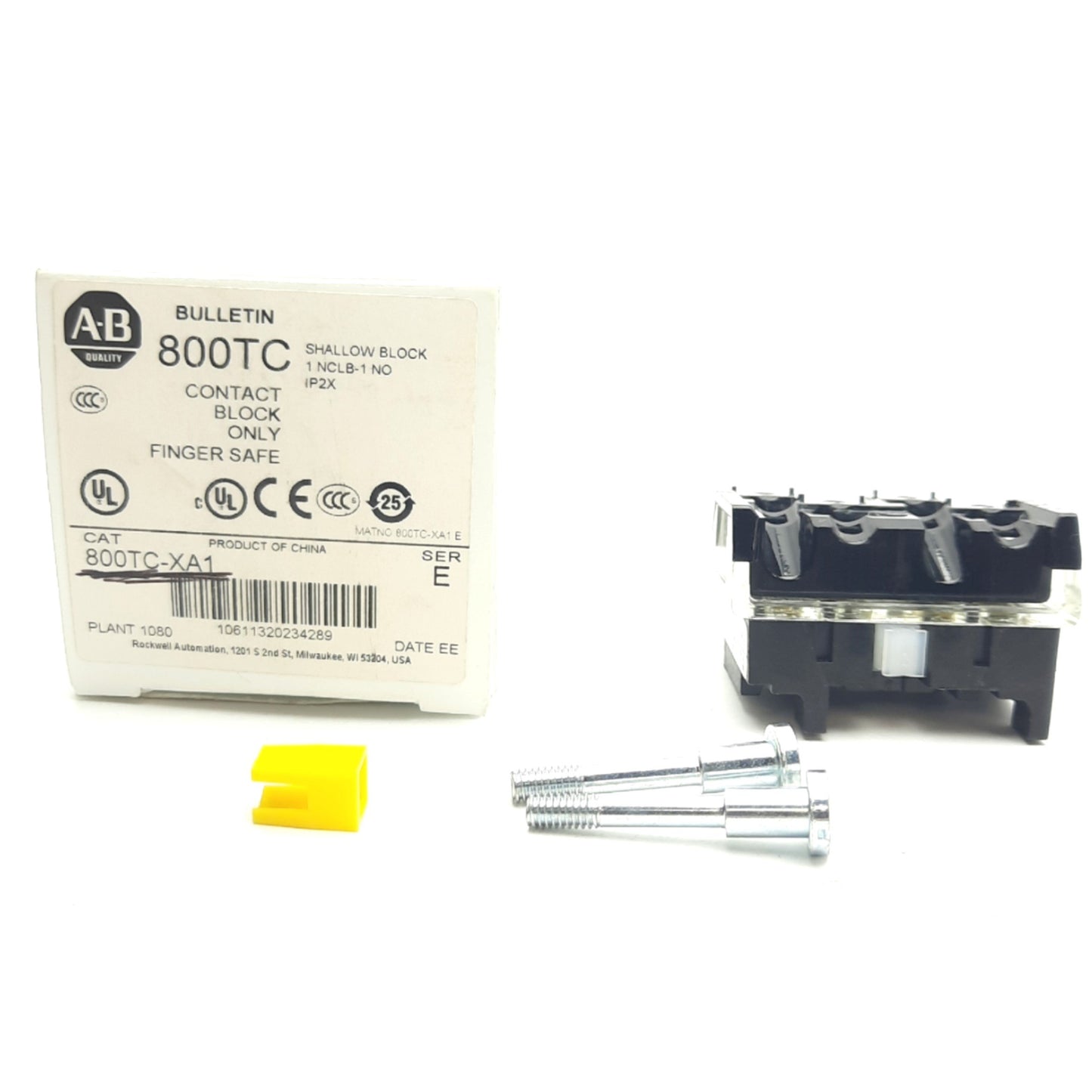 New Allen Bradley 800TC-XA1 Shallow Contact Block 1 N.O., 1 N.C.L.B., 30mm, 600V