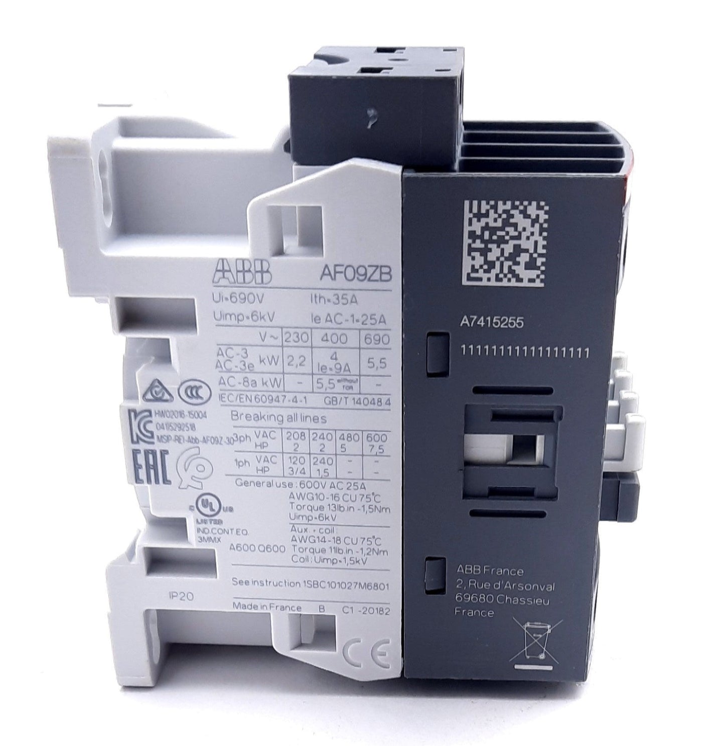 New ABB AF09ZB-30-10-22U Contactor 690V, 48-130VAC, 3N.O, 0N.C