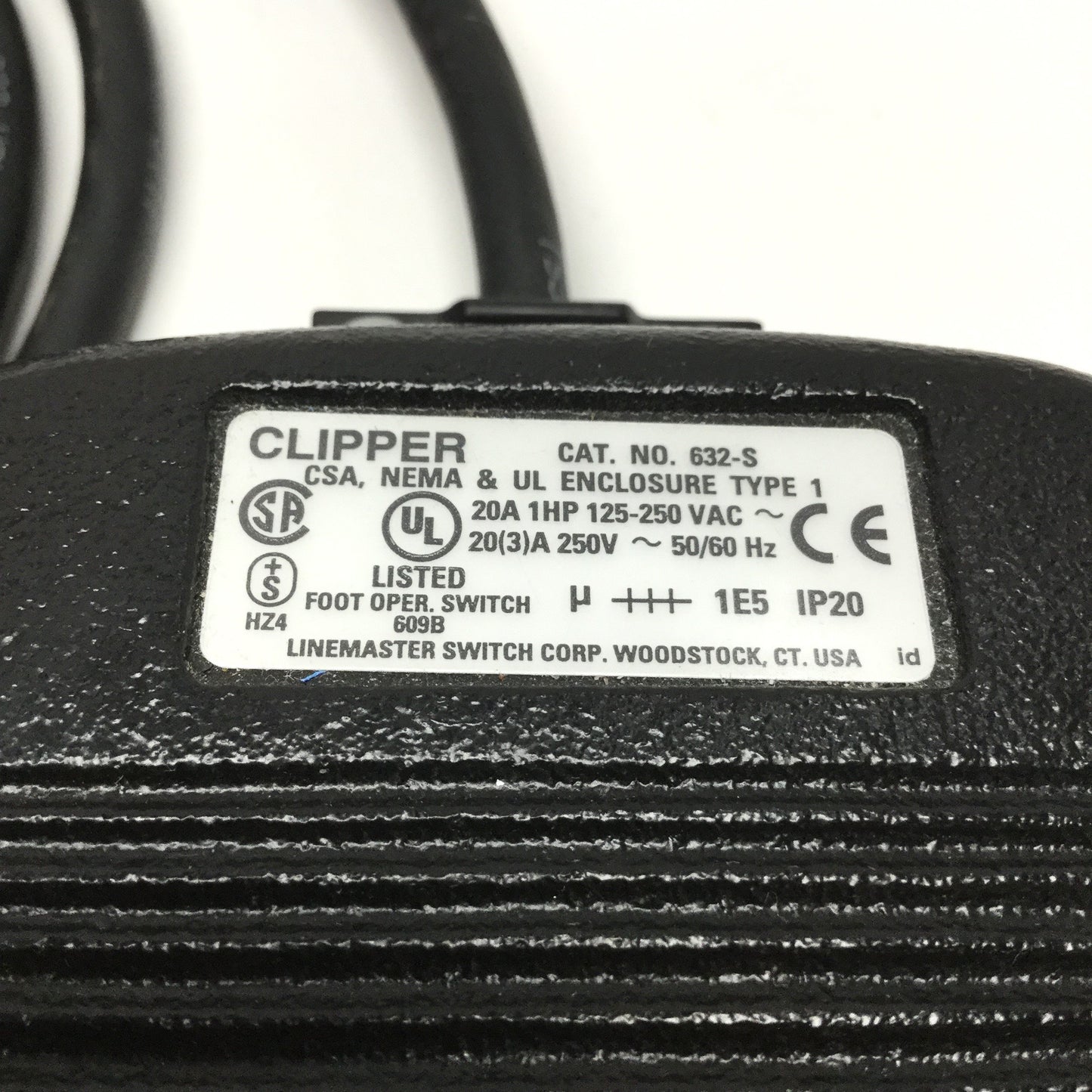 Used Linemaster 632-S Clipper Electric Momentary Foot Switch SPDT, 125-250VAC, 20A