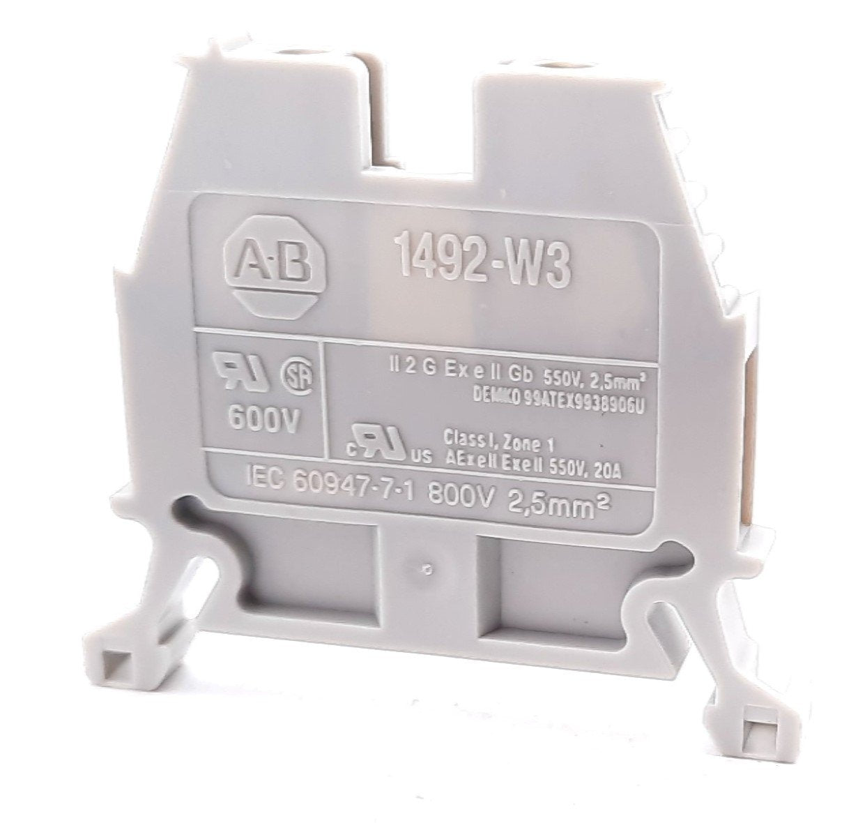 New Lot Of 50 Allen Bradley 1492-W3 Feed Through Terminal Block 20A 600V AC/DC 2.5mm