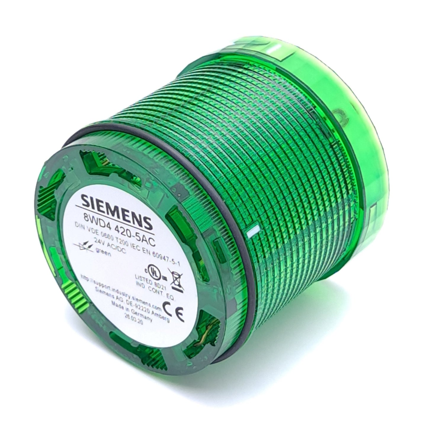 New Siemens 8WD4420-5AC LED Stack Light, Green, Continuous, 24VAC/DC, ø70mm