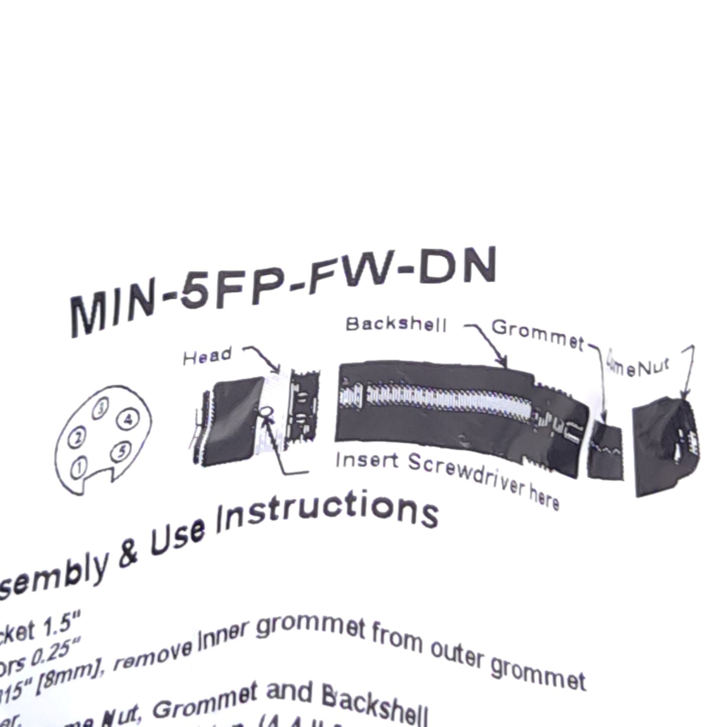 New Mencom MIN-5FP-FW-DN Field Wireable Connector, 7/8-16UN2 5-Pin Female, 600V 12A
