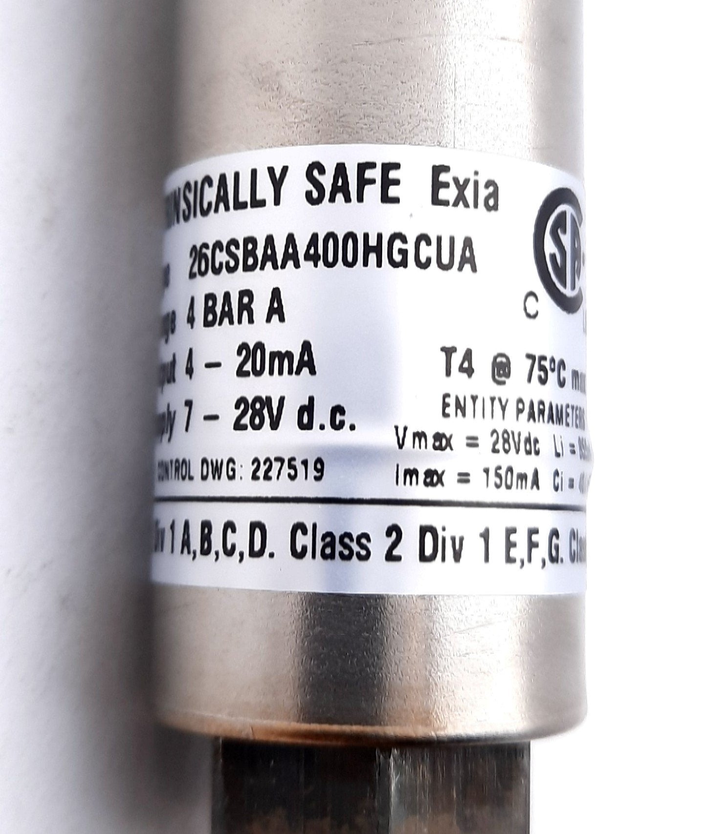 New GEMS 26CSBGH4008CCUA Industrial Pressure Transducer 7-28VDC, 4-20mA 0-4000PSi