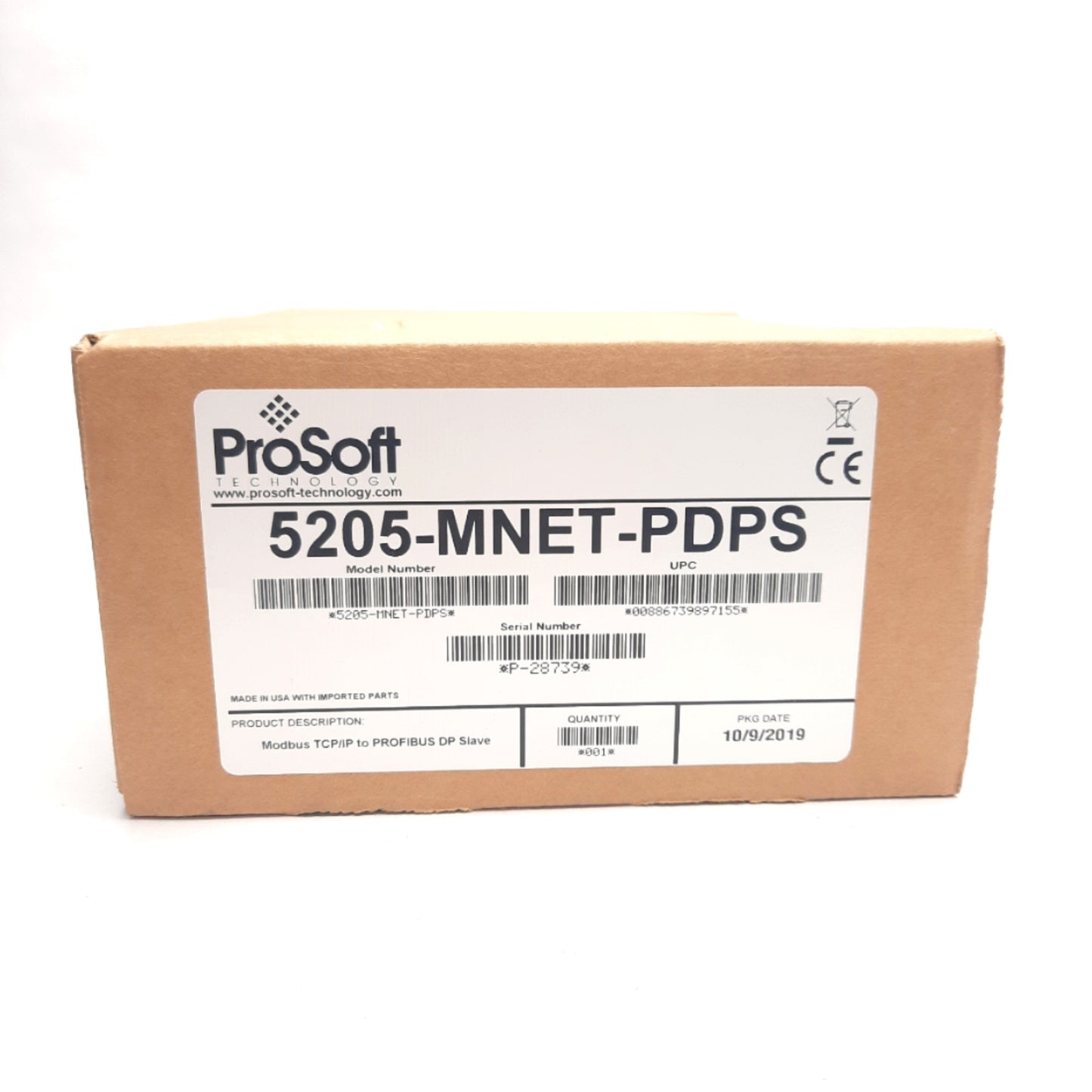 New ProSoft 5205-MNET-PDPS Modbus TCP/IP to PROFIBUS DP Slave Gateway, 18-36VDC