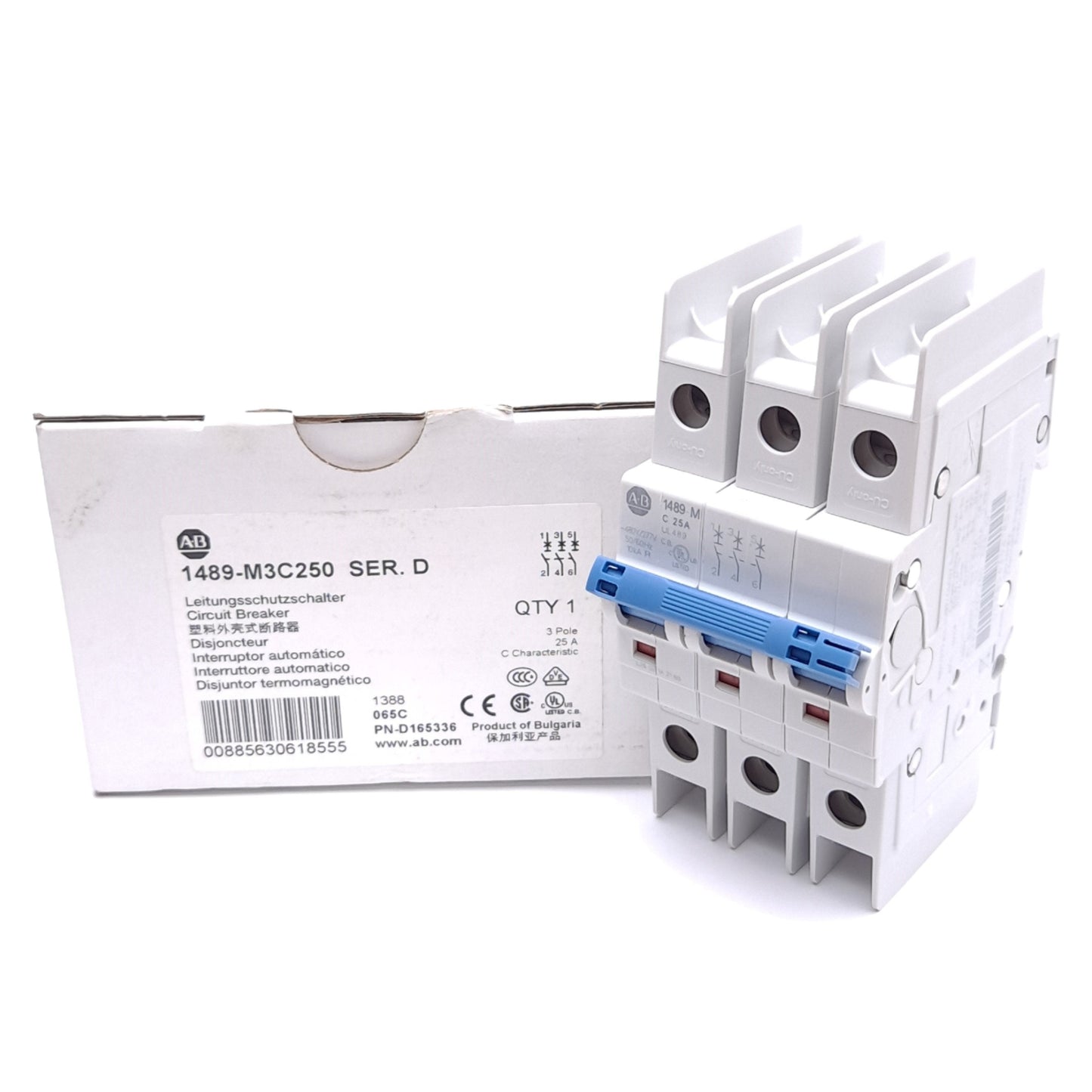 New Allen Bradley 1489-M3C250 Circuit Breaker, 3-Pole, C-Curve, 25A, 480Y/277V AC