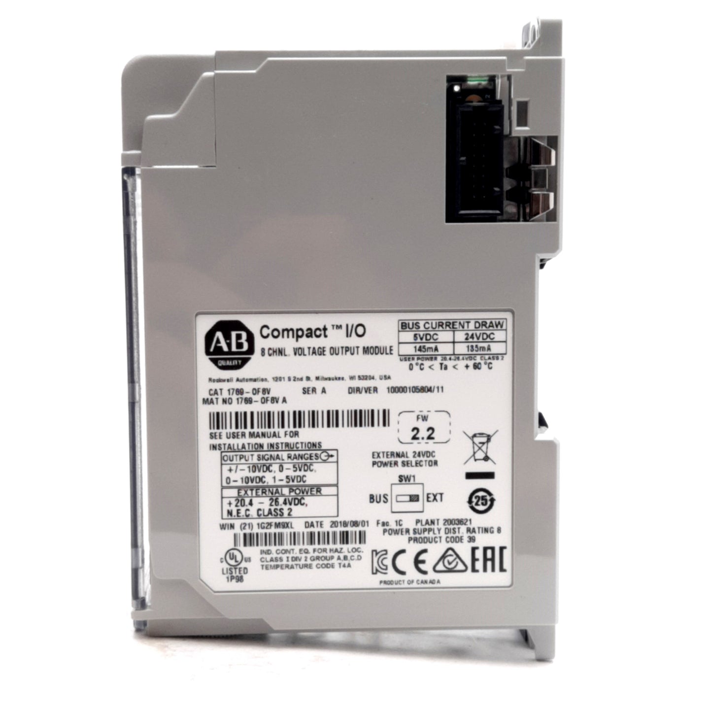 New Allen Bradley 1769-OF8V Compact I/O Analog Voltage Output Module 8-Channel ±10V