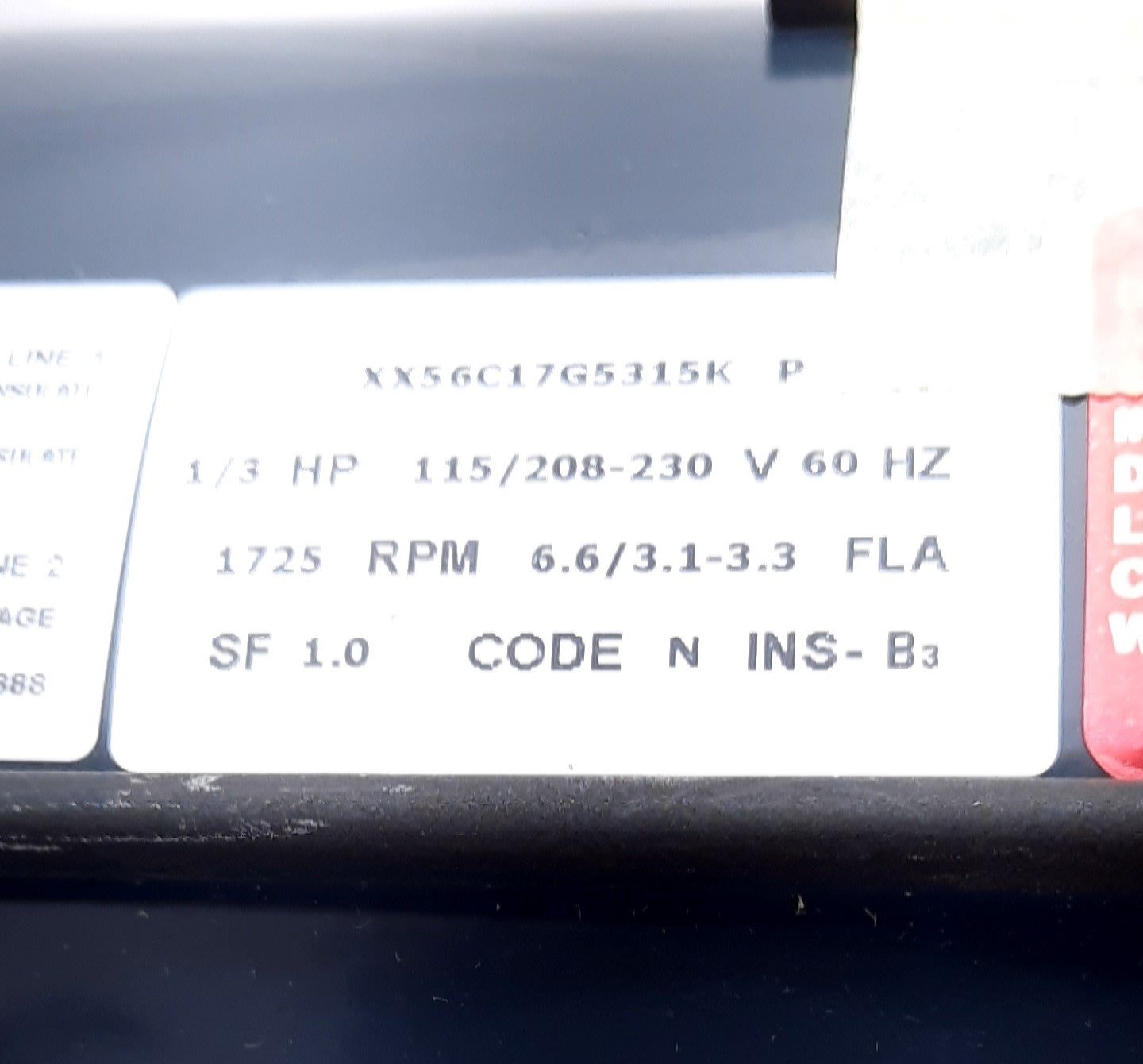 New Marathon 56C17G5315K Explosion Proof Motor 1800rpm, 1/3hp, 1 Ph, 115/208-230V