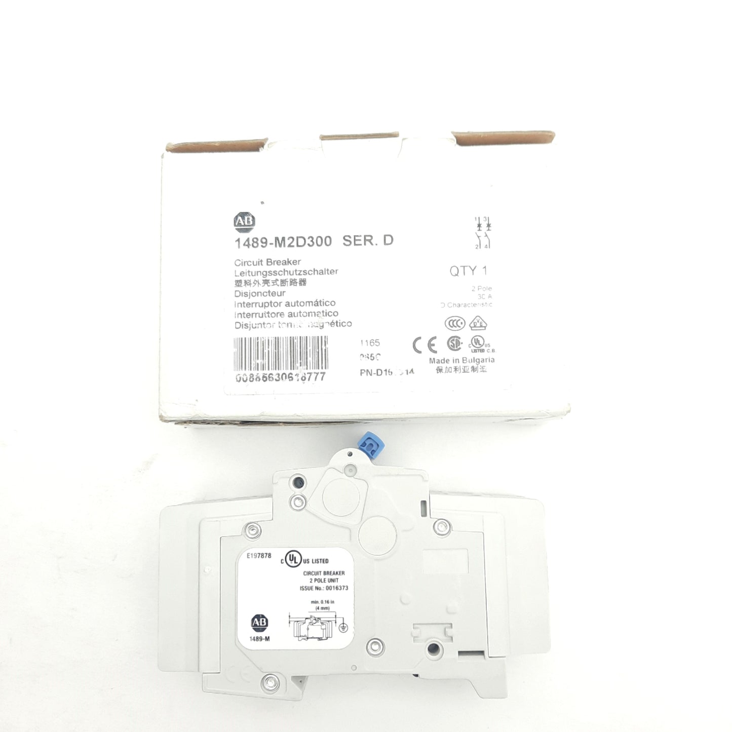 New Allen Bradley 1489-M2D300 Circuit Breaker Voltage: 480Y/277V AC, 2 Pole, 30A