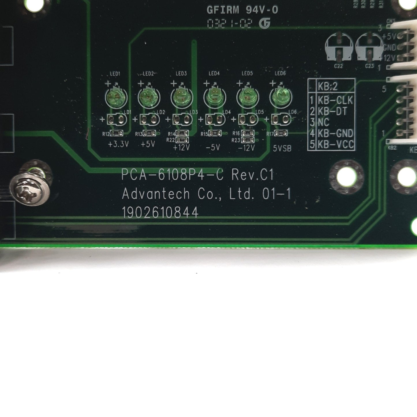 Used Advantech PCA-6108P4-C SBC Backplane, AT/ATX, 2x PICMG 1.0, 3x ISA, 4x PCI