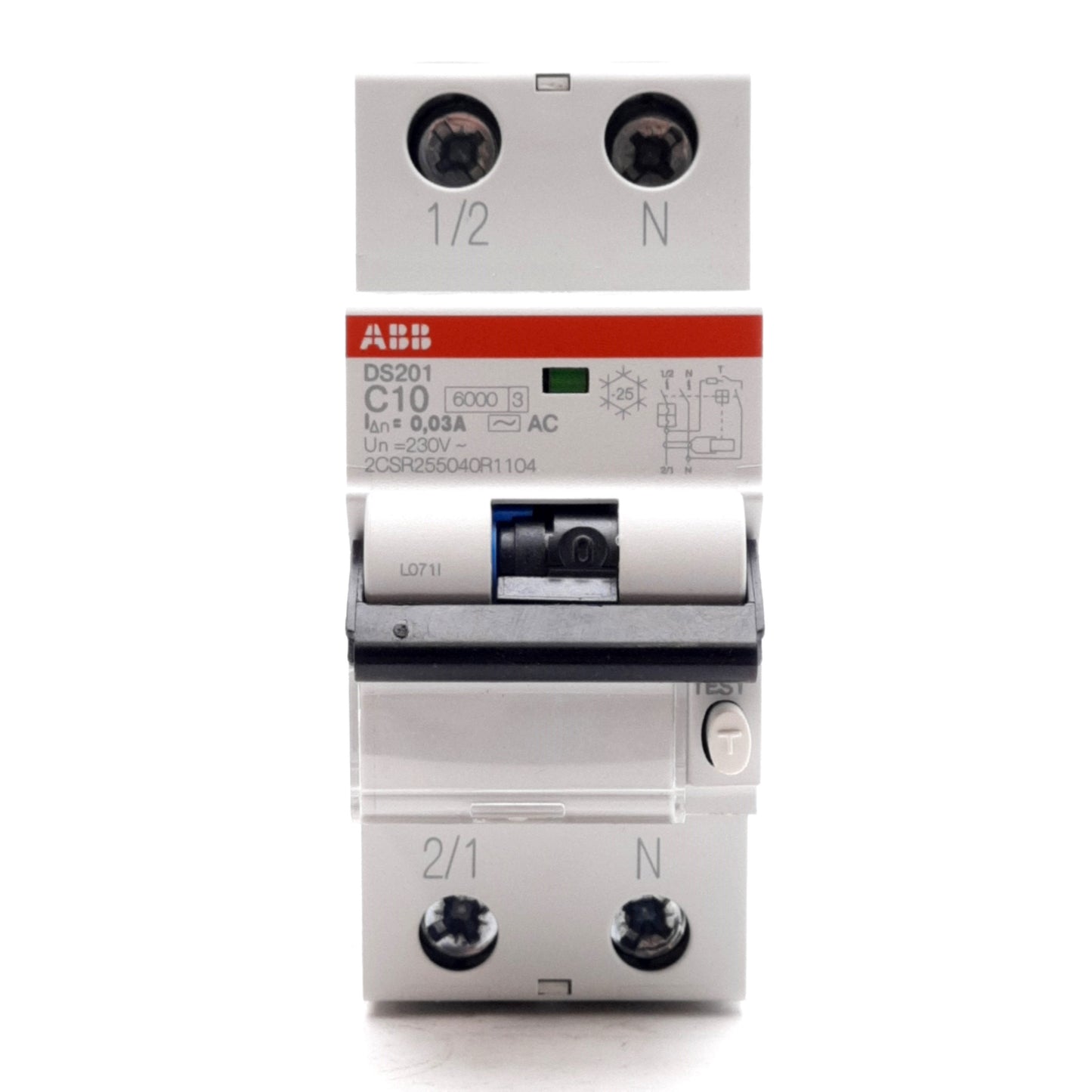 New ABB 2CSR255040R1104 Circuit Breaker, 2-Pole, C-Curve, 10A, 230VAC, DIN Rail