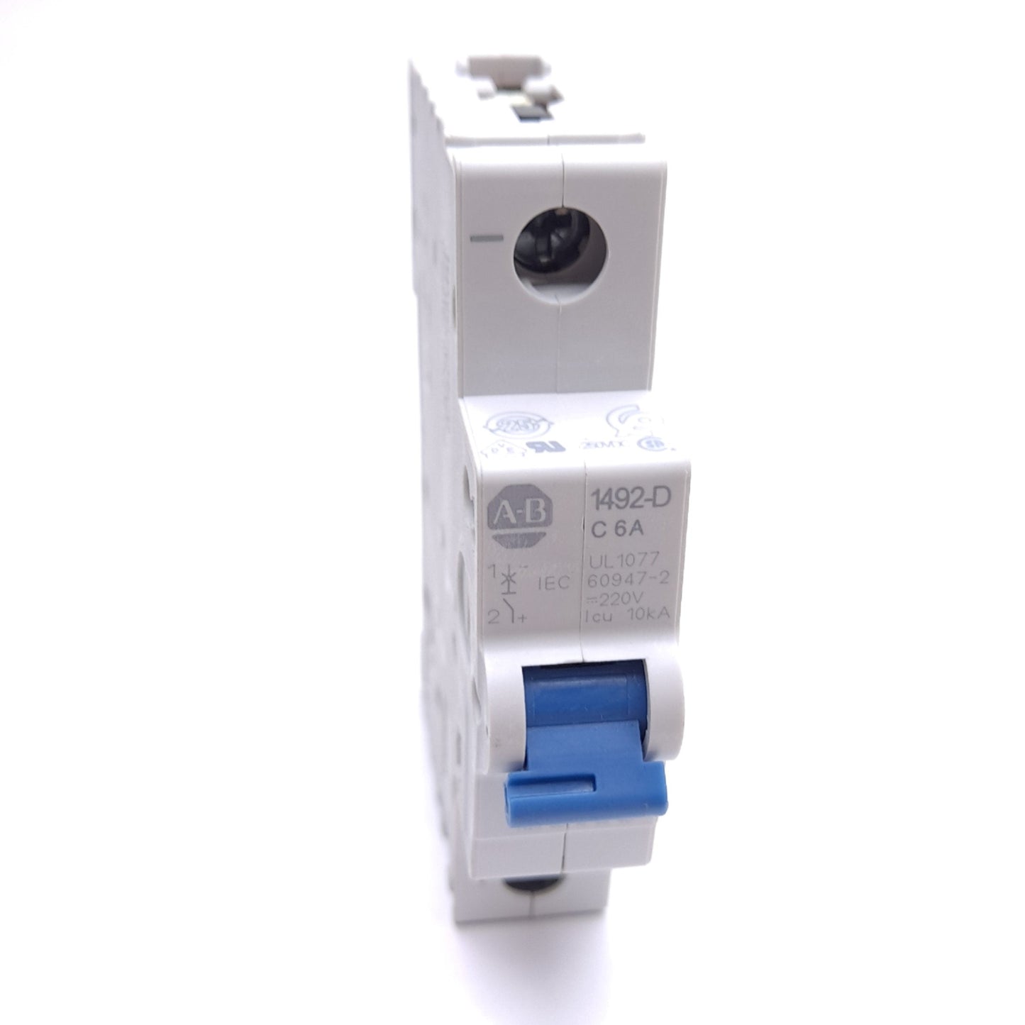 New – Open box Allen Bradley 1492-D1C060 Circuit Breaker, 1-Pole, 250VDC 6A, C-Curve, DIN Rail