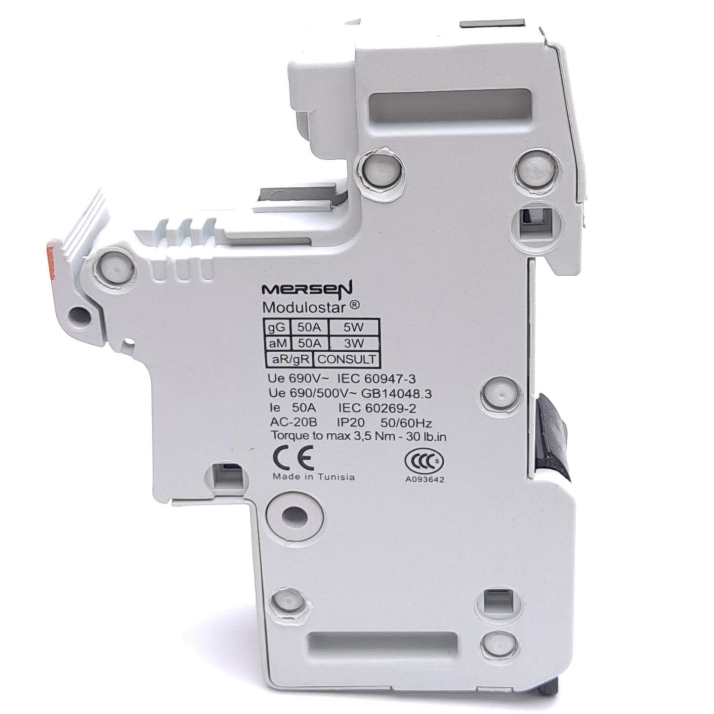 New – Open box Mersen Ferraz Shawmut CMS141 Fuse Holder, 1-Pole, 690VAC/DC 50A, 14x51 Fuse Size