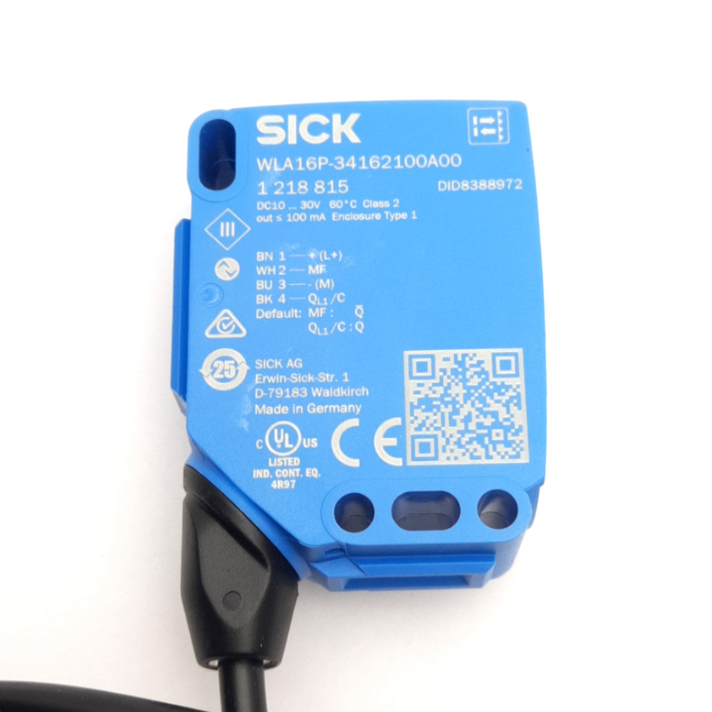 New Sick 1218815 Photoelectric Sensor, 10m Range, PNP/NPN, 10-30VDC, M12 4-Pin