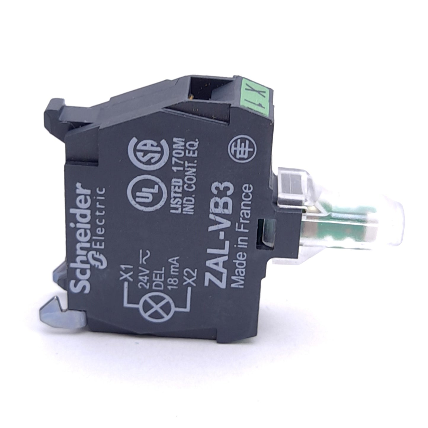 New – Open box Schneider Electric ZALVB3 LED Light Block, Green, 24VAC/DC, Screw Clamp