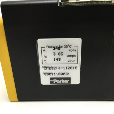 Used Parker CM232FJ Brushless Servo Motor NEMA 23, 143oz-in w/Brake, 10:1 Gear Head
