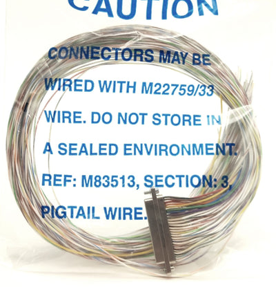 New Glenair M83513/03-G04N Prewired Male Micro-D Connector, 51-Pin, 18" Leads