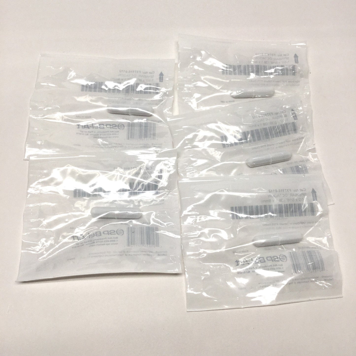 New Lot of 5 Bel-Art F37110-0112 Magnetic Stirring Bars, Octagon, PTFE, 38.1 x 8mm