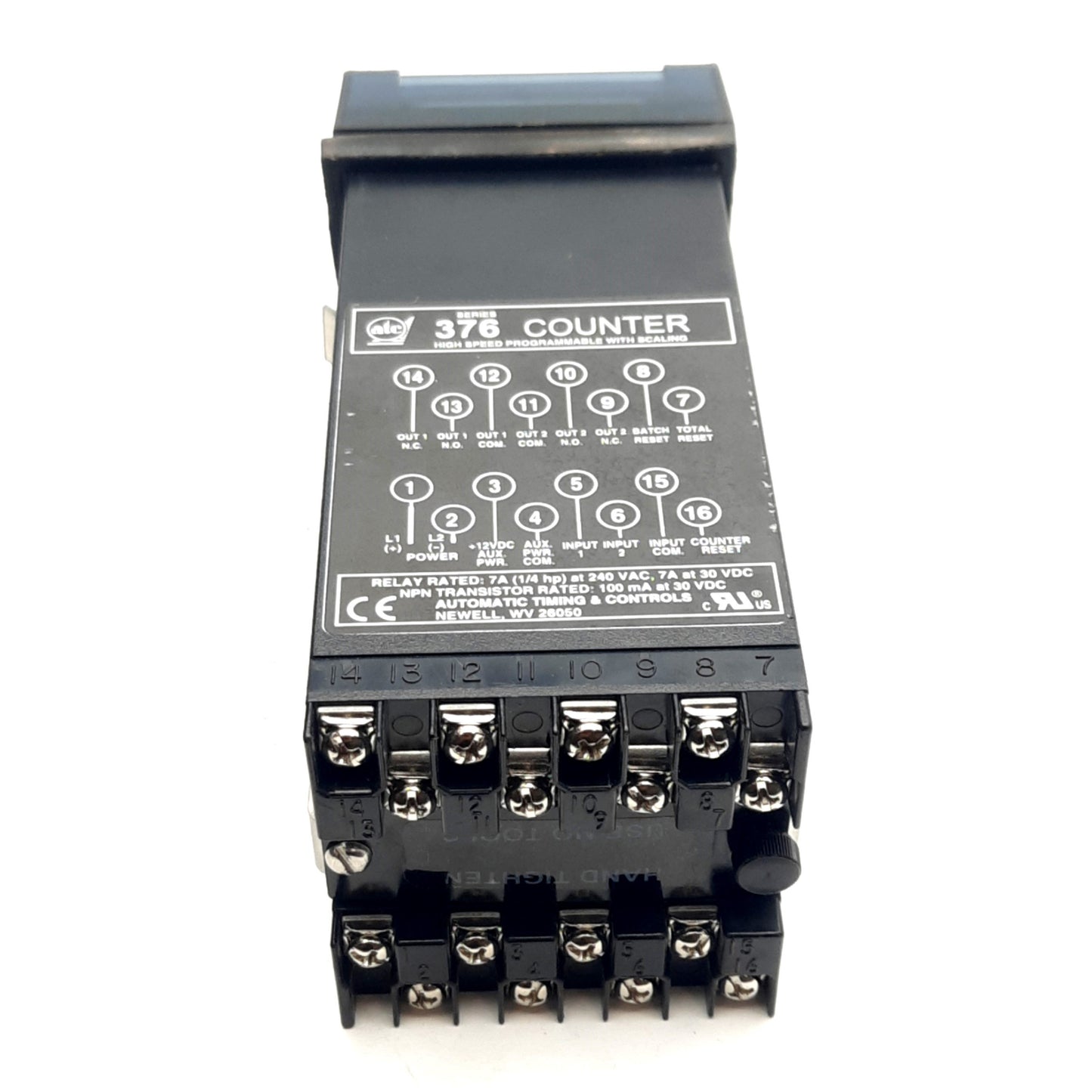 Used ATC 3-0376B100Q50RX Panel Meter Counter, 120VAC, 7A, 8 Digit, DIN *Worn Buttons*