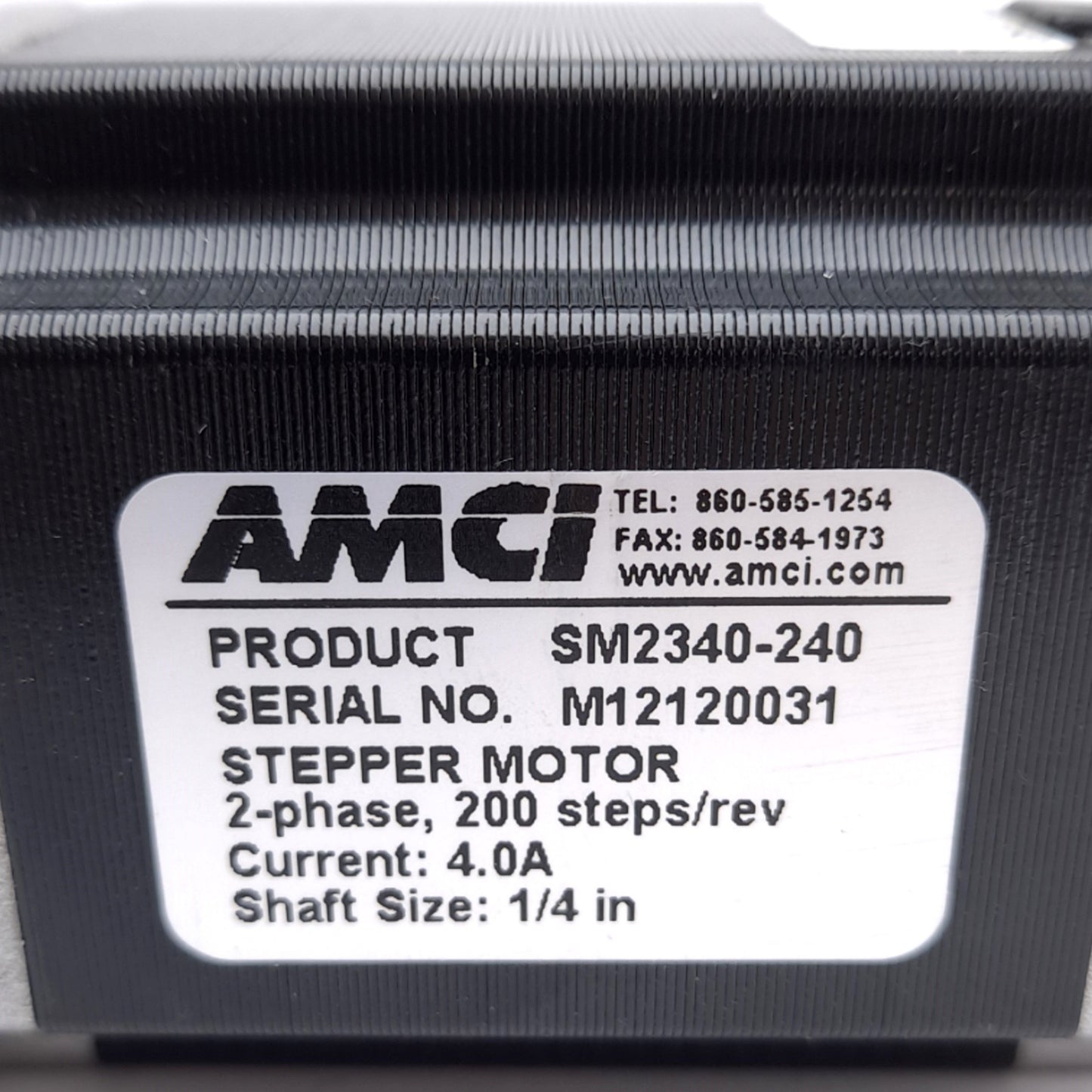 Used AMCI SM2340-240 Stepper Motor, ø1/4in Shaft, NEMA 23, 2-Phase, 200 Steps/Rev, 4A