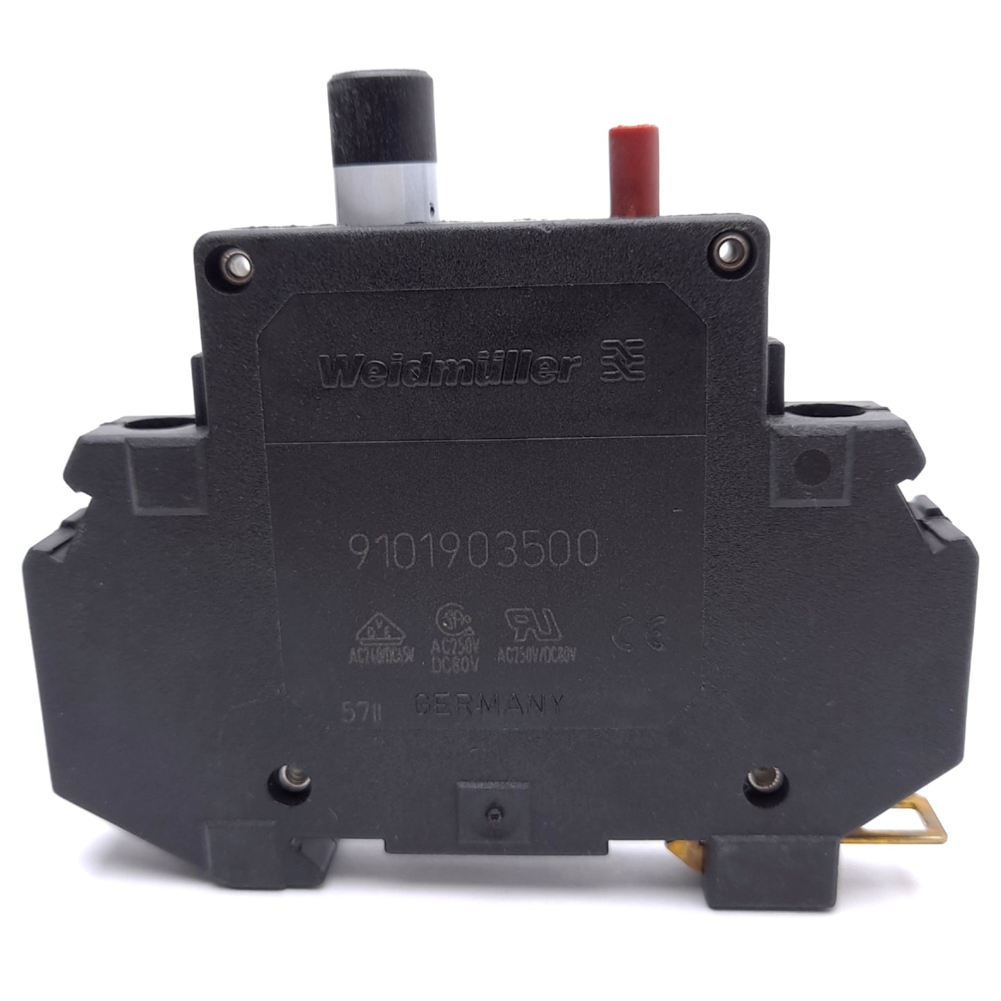Used Weidmuller 9101903500 Circuit Breaker, 1-Pole, 250VAC/80VDC 10A, DIN Rail