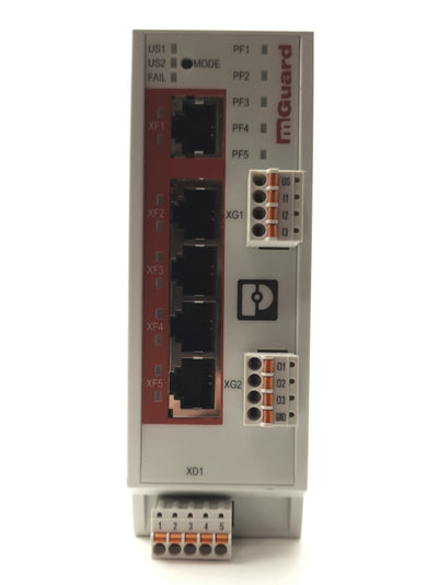 Used Phoenix Contact FL MGUARD 1105 NAT Firewall/Switch, 5x GbE Ports, 24VDC, DIN