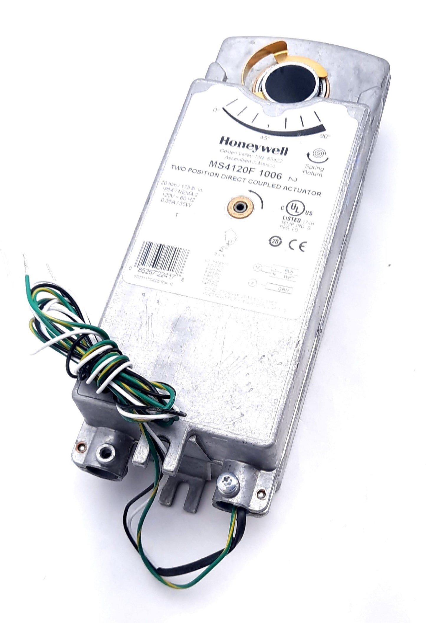 Used Honeywell MS4120F1006 Two Position Damper Actuator w/Spring Return SPST
