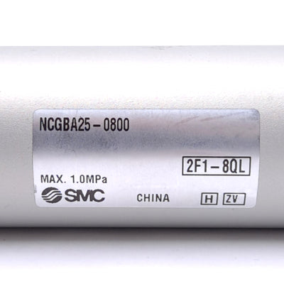 Used SMC NCDGBA25-0800 Pneumatic Cylinder, ø1in Bore, 8in Stroke, 1.0MPa Max