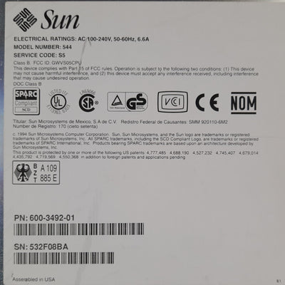 Used Sun Microsystems SPARCstation 5 Workstation, 110MHz CPU, 256MB RAM