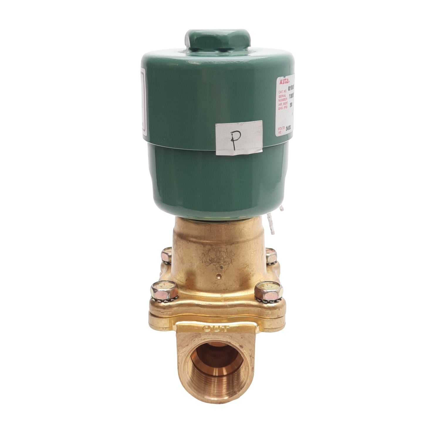 Used ASCO 8210B026 2-Way Solenoid Valve, 200PSI Air, 180PSI Water/Oil, 24VDC Coil