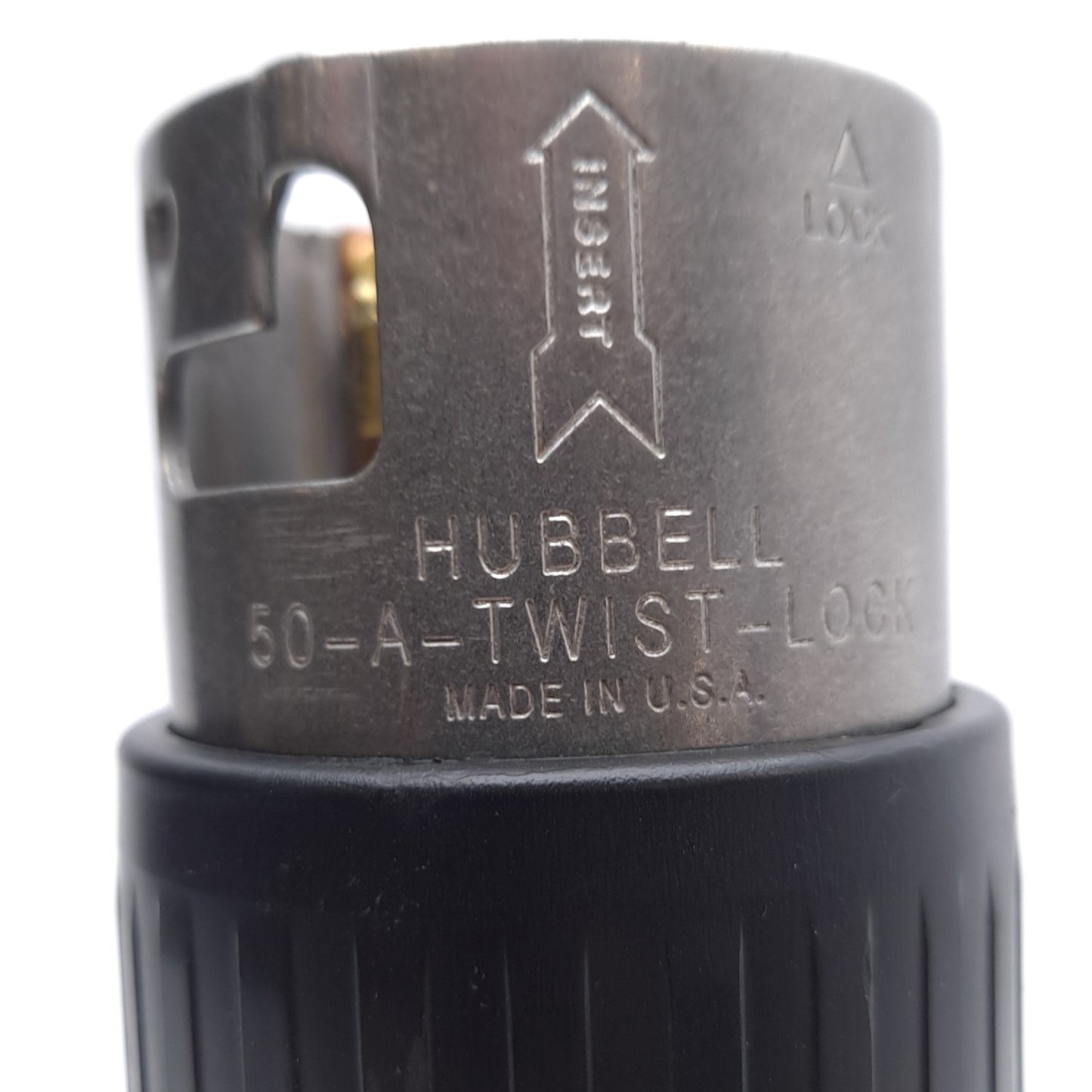 Used Hubbell CS8365C Twist-Lock Male Plug, 3-Phase 250VAC 50A, 3-Pole, Screw Terminal