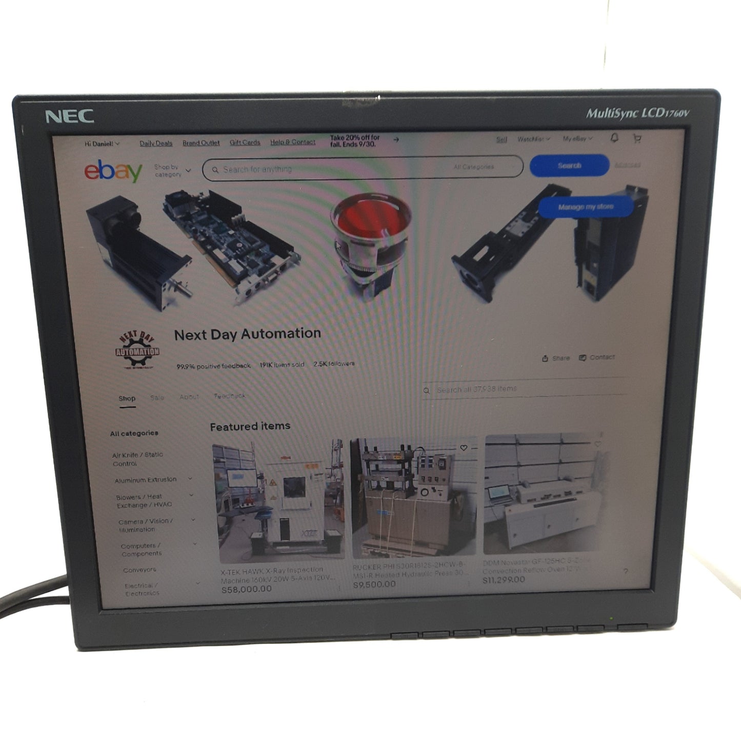 Used NEC Multisync LCD1760V LCD Monitor 17", 100-240VAC, VGA Input, 1280x1024