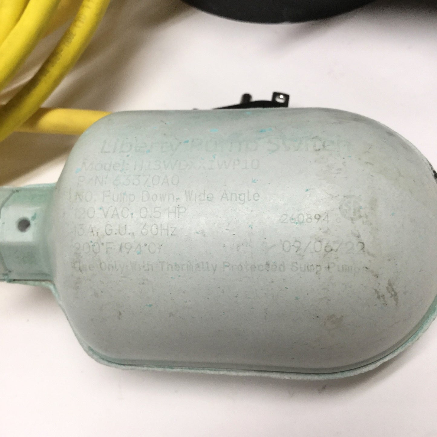 Used Liberty 405P B59 Replacement Submersible Sump Drain Pump 1/2HP 115VAC 60Hz 7.3A