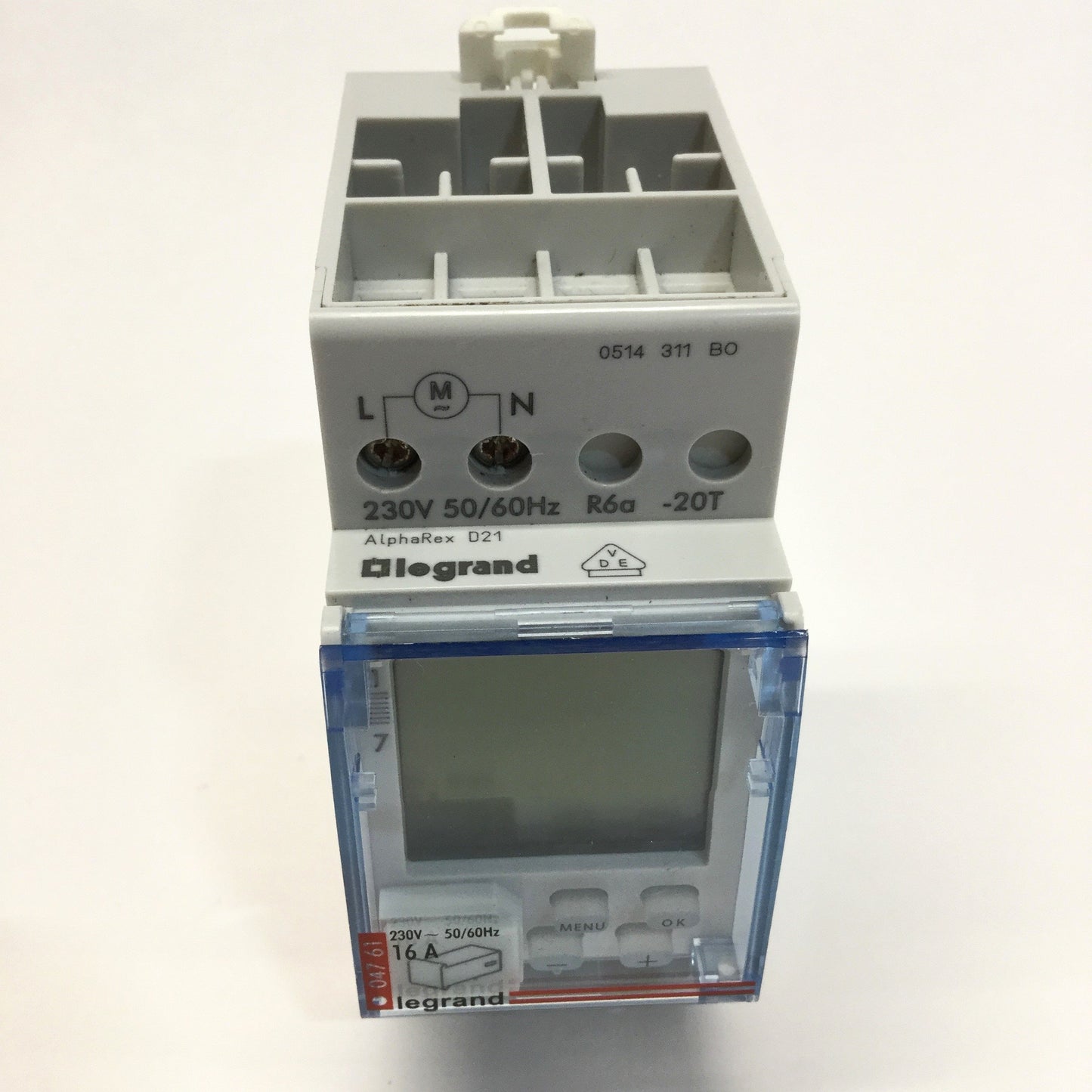 Used Legrand 047 61 AlphaRex D21 Programmable Digital Timer Switch 230VAC, 1-CH, 16A